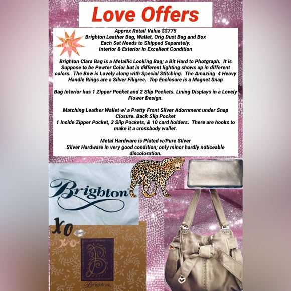 Brighton Clara Leather Bag, Wallet, Orig Dust Bag & Box Stored in Dust Bag & Box